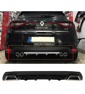 Renault Megane 4 HB Siyah Difüzör Çiftli Kare Egzoz Görünümlü D Tip Difizör