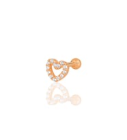 Gümüş rose zirkon taşlı kalp modeli Tragus helix Piercing küpe SGTL12206ROSE
