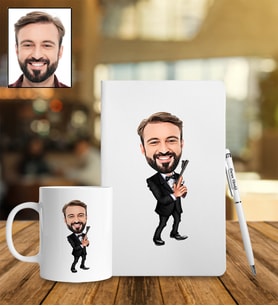 Kişiye Özel Mafya Tasarımlı Karikatür Defter Kalem Kupa Set 38