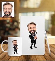 Kişiye Özel Mafya Tasarımlı Karikatür Defter Kalem Kupa Set 38
