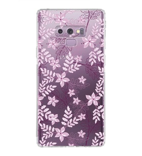 Samsung Galaxy Note 9  Kamera Korumalı Kapak Floral Pudra Tasarımlı  Şeffaf  Kılıf