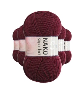 5 Adet Süper İnci El Örgü İpi 100 gr Bordo 999