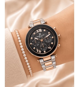 Daniel Klein Marka Yeni Sezon Rose Gümüş Renk Kesme Cam Kadın Kol Saati 3 lü Bileklik Hediye Seti (Rose - Gold)
