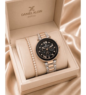 Daniel Klein Marka Yeni Sezon Rose Gümüş Renk Kesme Cam Kadın Kol Saati 3 lü Bileklik Hediye Seti (Rose - Gold)