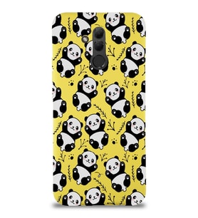 Huawei Mate 20 Lite Uyumlu Lansman Kılıf Panda Tasarımlı İçi Kadife Sarı Kapak (Şeffaf)