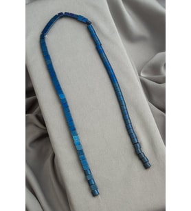 Hematit Doğal Taş Mat Mavi Kare Kesim Çift Delik 6x6mm Dizi [AA]