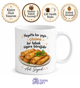 Sigara Böreği Temalı Baskılı Kupa Bardak Komik Hediye Porselen Mug