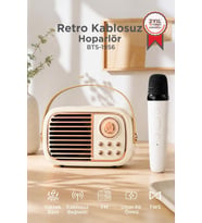 Torima Bluetooh Hoparlör Nostaljik Radyo Mikrofonlu Rgb Işıklı TWS USB TF Speaker BTS-1956 Bej