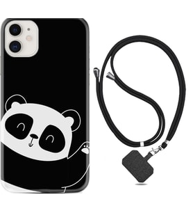 Apple iPhone 11 12 13 Mini Kılıf Boyun Askılı Silikon Bay Bay Panda 1784