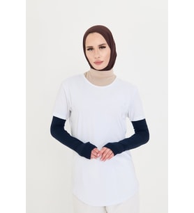 Lacivert Tesettür Parmak Geçmeli Kolluk Viskon Düz 1024_02