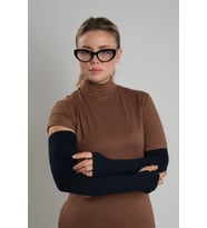 Lacivert Tesettür Parmak Geçmeli Kolluk Viskon Düz 1024_02