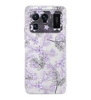 Xiaomi Mi 11 Ultra Uyumlu Kamera Korumalı Kapak Floral Lila Tasarımlı Şeffaf Silikon Kılıf