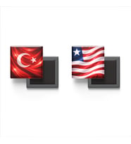 Buzdolap Magnetleri - Liberya Bayrağı ve Türk Bayrağı - 2'li Set Magneti