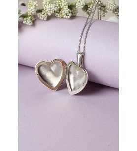 Resimlik Kolye Kalp Bonbeli Madalyon Gümüş Zincir 925 Ayar Kolye (Silver)