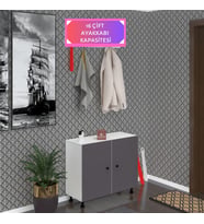 Kenzlife ayakkabılık galoş4 gribyz 53*080*32 kapaklı 4 raflı 16 çift ayakkabı kapasitesi (Beyaz)
