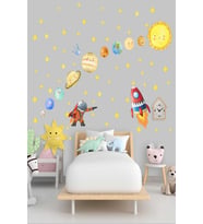 Efekt Reklam  Astronot ve Mutlu Gezegenler Çocuk Odası Duvar Stickerı