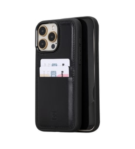 Bouletta Apple iPhone 15 Pro Max Uyumlu Deri Arka Kapak FXCP RST1 (Siyah)
