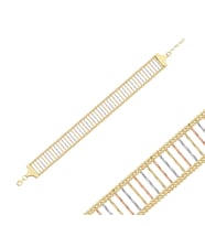 İtalyan Dokulu Geniş Altın Bileklik 14 mm-17-20 cm