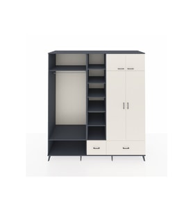 Kronos Dolap 12 Raflı 2 Çekmeceli 2 Askılı 220x59x243 Antrasit-Aytaşı/Aytaşı