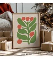 Renkli Soyut Botanik Tatil Duvar Sanatı, Modern Noel Posteri