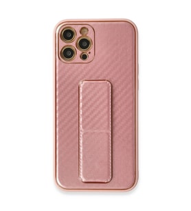 İphone 12 Pro Kılıf Co Karbon Standlı Kapak - Pembe