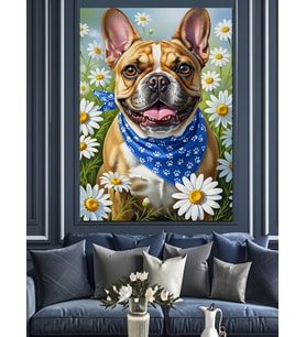 Sevimli Fransız Bulldog Köpek Tablo Dekoratif Kanvas - Mdf Ahşap Tablo