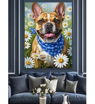 Sevimli Fransız Bulldog Köpek Tablo Dekoratif Kanvas - Mdf Ahşap Tablo