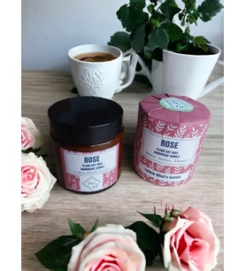 Bihal Gül Kokulu Doğal Soya Wax Ahşap Fitil Mum (100ml - 230 gr )
