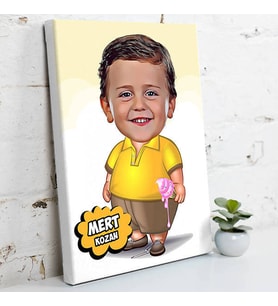 Homini Gırtlak Karikatürlü Kanvas Tablo
