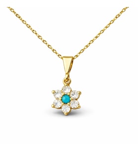 925 Ayar Gümüş Mavi Taşlı Gold Çiçek Kadın Kolye
