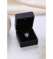 Işıklı Kolye Kutulu Gümüş Zambak Çiçeği Kolye  925 Ayar Gümüş Kolye (Pembe)