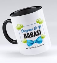 BK Gift Kişiye Özel Dünyanın En İyi Babası Tasarımlı Siyah Kupa Bardak - Model 1