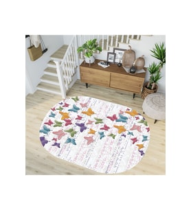 Eliana Home Baskılı, Yıkanabilir Kaymaz Taban Oval Halı TYC00515953483 100x150 cm (Krem)