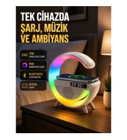 Mey İthalat® 2025 Model 15W Kablosuz Şarjlı Renkli Atmosfer Lambası