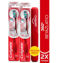 Colgate 360 Gelişmiş Optik Beyaz Yumuşak Beyazlatıcı Diş Fırçası  x 2 Adet + Diş Fırçası Kabı Hediye