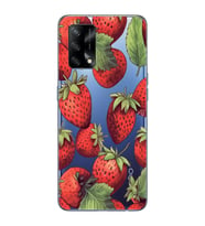 Oppo A74 Uyumlu Çilek Desenli Şeffaf Telefon Kılıfı