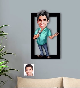 BK Gift Kişiye Özel Erkek Şarkıcı Karikatürlü 3D Ahşap Tablo-1
