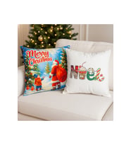 Çift Tarafı Baskılı Candy Christmas Desenli 2'li Set Kadife Kırlent Kılıfı Yılbaşı - Noel (Yılbaşı Kırmızısı)