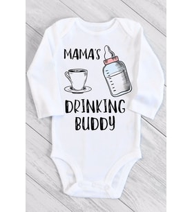 Unisex Bebek Beyaz Mama's Drinking Buddy Çıtçıtlı Body