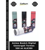 Özel Üretim Hediyelik Matara Anime Baskılı Digital Göstergeli Termos 500 ml ALK380