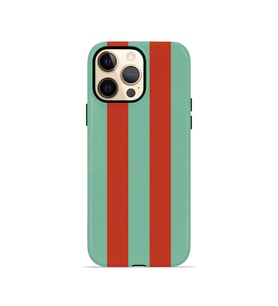 iPhone 12 Pro Max Vorian Çift Katmanlı MagSafe Kılıf Terracotta Mint Stripe