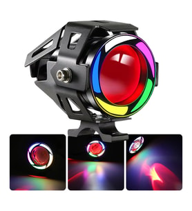 Beyaz RGB Angel Kırmızı Şeytan Göz Çakarlı 20W Motorsiklet Sis Farı Led Projektör 1 Adet