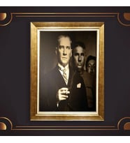 Altın Varaklı Çerçeveli Paspartulu Atatürk Tablo z4891 (Gold)
