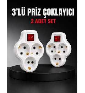 3 lü Priz Çoklayıcı 2 Adet Set Anahtarlı Kablosuz Duvar Tipi Priz Çoğaltıcı