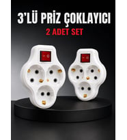 3 lü Priz Çoklayıcı 2 Adet Set Anahtarlı Kablosuz Duvar Tipi Priz Çoğaltıcı