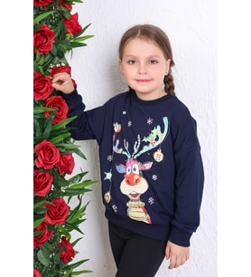 Toontoy Unisex Çocuk Baskılı Sweatshirt (Lacivert)