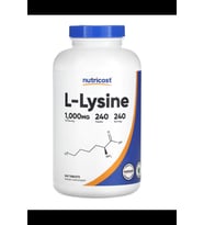 Nutricost, L-Lysine, 1,000 mg , 240 Tablets.TR YETKİLİ SATICISI.3933 (Renksiz)