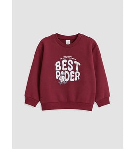 LCW baby Bordo Baskılı Erkek Bebek Sweatshirt