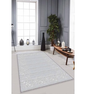 Gri Çerçeveli Kaymaz Tabanlı Makinede Yıkanabilir Halı MK53 - 100 x 160 cm