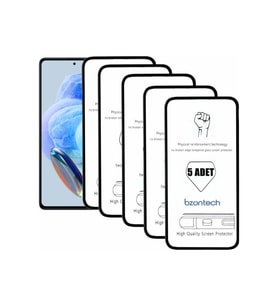 Redmi Note 12 Pro İle Uyumlu Ekran Koruyucu Tam Kaplayan 5li Set